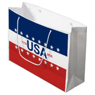 USA 1776 2026 250. Jubiläum Rot Weiß Blau Große Geschenktüte