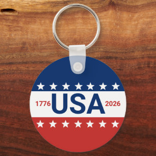 USA 1776 2026 250. Jubiläum Rot Weiß Blau Schlüsselanhänger
