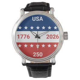 USA 1776 2026 250th Anniversary Red White Blue Armbanduhr