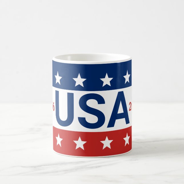 USA 1776 2026 250th Anniversary Red White Blue Kaffeetasse (Mittel)