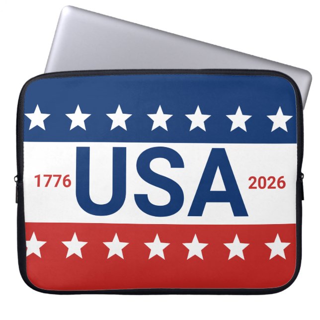 USA 1776 2026 250th Anniversary Red White Blue Laptopschutzhülle (Vorderseite)