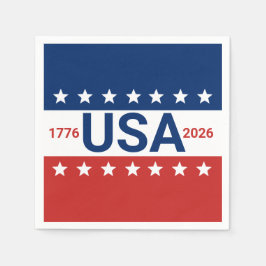 USA 1776 2026 250th Anniversary Red White Blue Serviette