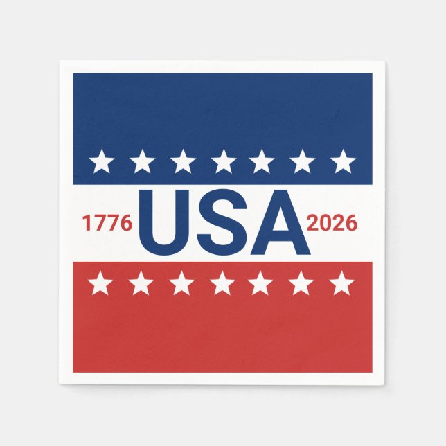 USA 1776 2026 250th Anniversary Red White Blue Serviette (Vorderseite)