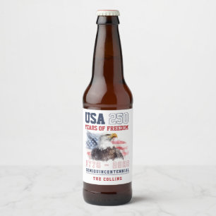 USA 1776-2026 Amerikas 250. Jubiläum 4. Juli Bierflaschenetikett