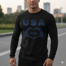 USA 1776 Skelett-Herz-Hände Patriotisches T-Shirt