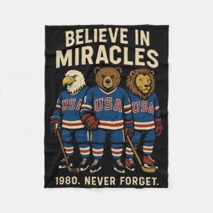 USA 1980 Eishockey Retro-Tiere  Fleecedecke