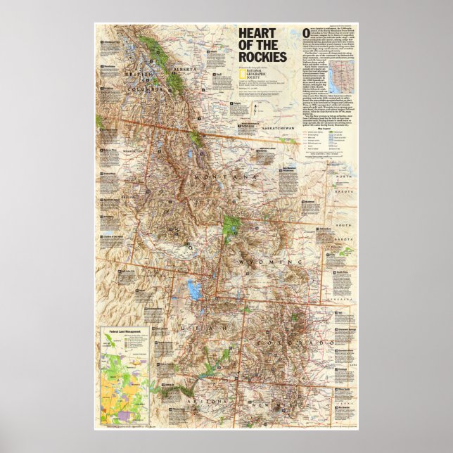 " USA: 1995/heute - Herz der Rockies Karte ... Poster (Vorne)