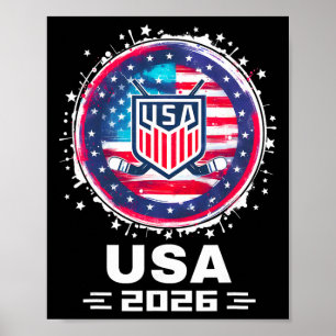 Usa 2026 Hockey Amerikanische Flagge Frauen Männer Poster