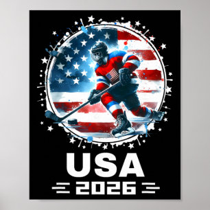 Usa 2026 Hockey Amerikanische Flagge Frauen Männer Poster