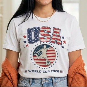 USA 2026 Patriotischer Fußballspieler-Star-Abzeich T-Shirt