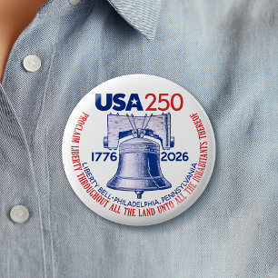 USA 250 - 1776-2026 - Freiheitsglocke Rot Weiß Bla Button