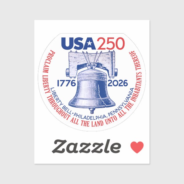 USA 250 - 1776-2026 - Liberty Bell Red White Blue Aufkleber (Blatt)
