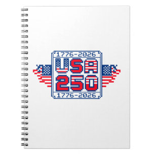 USA 250 – 1776 bis 2026 Pixel Art Notizblock