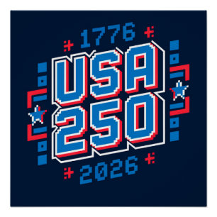 USA 250 – 1776 bis 2026 Pixel-Art Poster