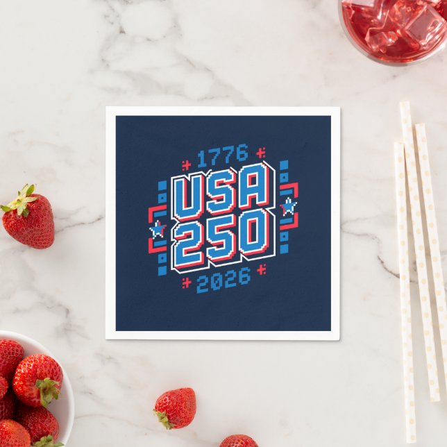 USA 250 - 1776 bis 2026 Pixel Art Serviette (Beispiel)