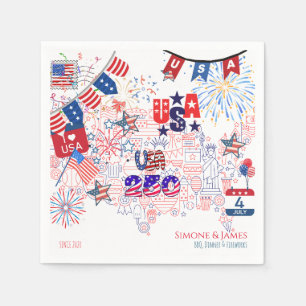 USA 250 4. Juli Party-Dekor Patriotisches Thema Serviette