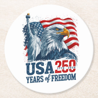 USA 250 America's Semiquincentenl Liberty & Eagle Runder Pappuntersetzer