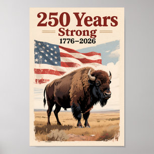 USA 250 Amerikanischer Bison Patriotisch 1776–2026 Poster