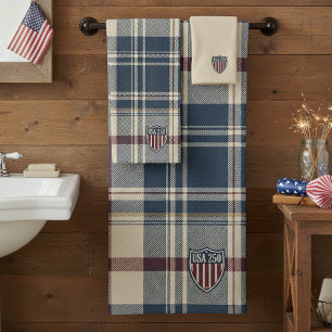 USA 250 Amerikanisches Karomuster-Schild-Motiv ID1 Badhandtuch Set