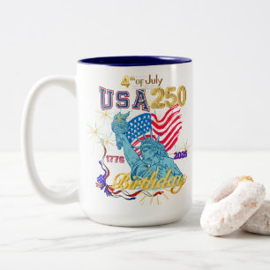 USA 250. Geburtstag 4. Juli 1776-2026 (links) Zweifarbige Tasse