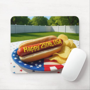 USA 250. Geburtstag Hot Dog Mousepad