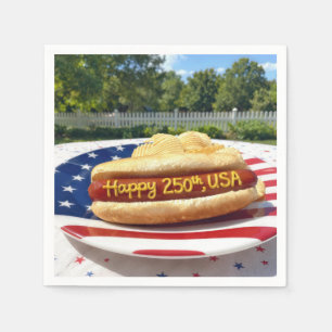 USA 250. Geburtstag Hot Dog Serviette