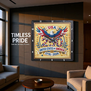 USA 250-Jahr-Jubiläums-Erbe-Adler Quadratische Wanduhr