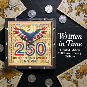 USA 250-Jahr-Jubiläums-Seilereien-Adler Quadratische Wanduhr