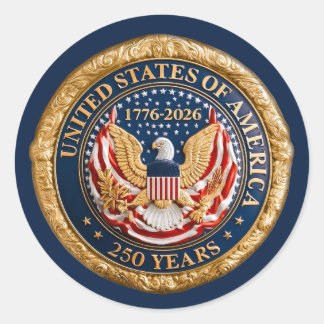 USA 250 Jahre 1776-2026 Amerikanische Flagge Adler Runder Aufkleber