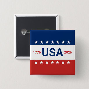 USA 250 Jahre 1776 2026 Red White Blue Button