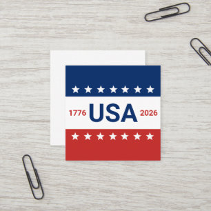 USA 250 Jahre 1776 2026 Red White Blue Quadratische Visitenkarte