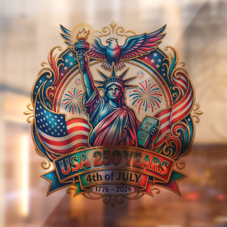 USA 250 Jahre 4. Juli 1776-2026 Fensteraufkleber