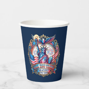 USA 250 Jahre 4. Juli 1776-2026 Pappbecher
