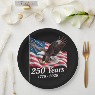 USA 250 Jahre Adler 1776-2026 Flagge Pappteller