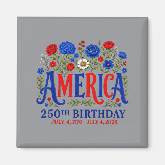 USA 250 Jahre Amerika Florales Geburtstags-Patriot Magnet