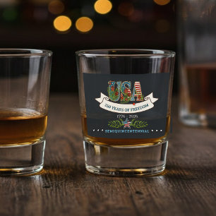 USA 250 Jahre Freiheit Benutzerdefinierte Hintergr Schnapsglas