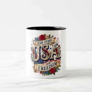 USA 250 Jahre Freiheit Floral Americana Zweifarbige Tasse