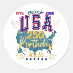 USA 250 JAHRE FREIHEIT RUNDER AUFKLEBER