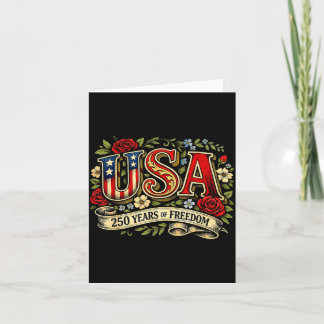 USA 250 Jahre Freiheitsblumenillustration Karte