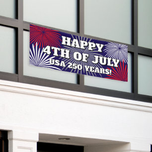 USA 250 Jahre Frohes 4. Juli Feuerwerksparty Banner