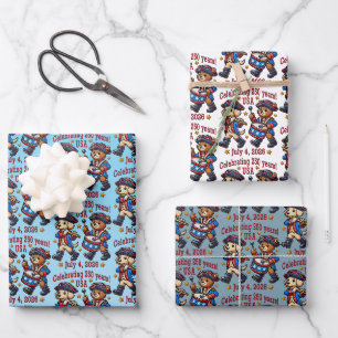USA 250 Jahre Jubiläum Souvenir - Patriotic Geschenkpapier Set