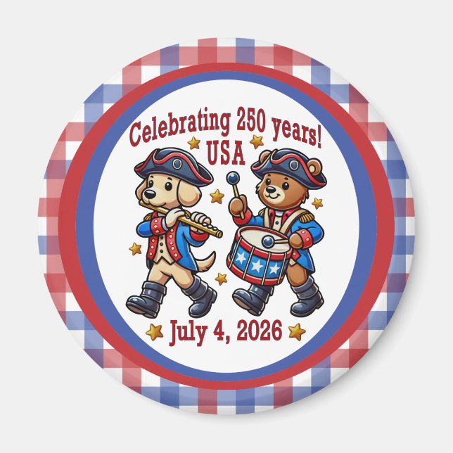 USA 250 Jahre Jubiläum Souvenir - Patriotic Magnet (Vorne)