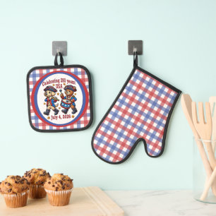 USA 250 Jahre Jubiläum Souvenir - Patriotic Ofenhandschuh & Topflappen-Set