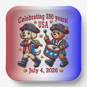 USA 250 Jahre Jubiläum Souvenir - Patriotic Pappteller