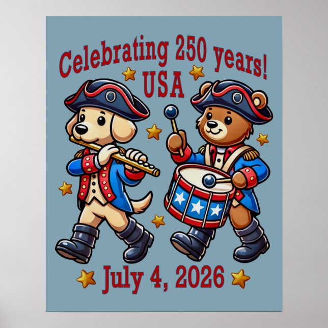 USA 250 Jahre Jubiläum Souvenir - Patriotic Poster (Vorne)