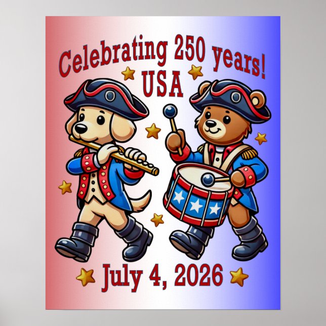 USA 250 Jahre Jubiläum Souvenir - Patriotic Poster (Vorne)