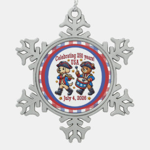 USA 250 Jahre Jubiläum Souvenir - Patriotic Schneeflocken Zinn-Ornament
