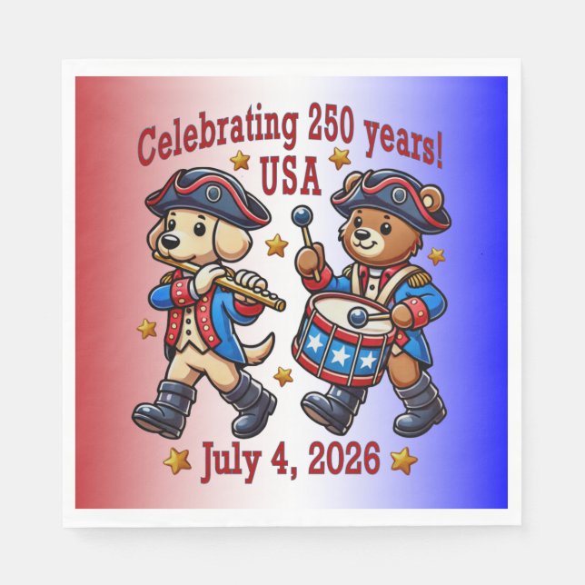 USA 250 Jahre Jubiläum Souvenir - Patriotic Serviette (Vorderseite)