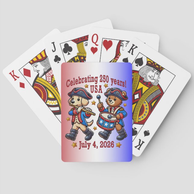 USA 250 Jahre Jubiläum Souvenir - Patriotic Spielkarten (Rückseite)