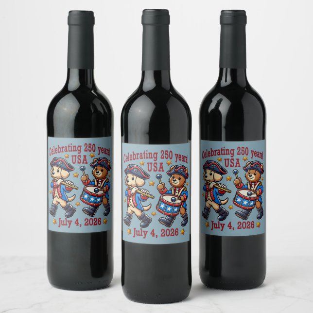USA 250 Jahre Jubiläum Souvenir - Patriotic Weinetikett (Flaschen)
